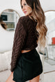 Cider Sips Cropped Cable Knit Sweater (Dark Chocolate) - NanaMacs
