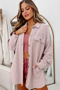 A Second Thought Brushed Fleece Shacket (Dusty Rose) - NanaMacs