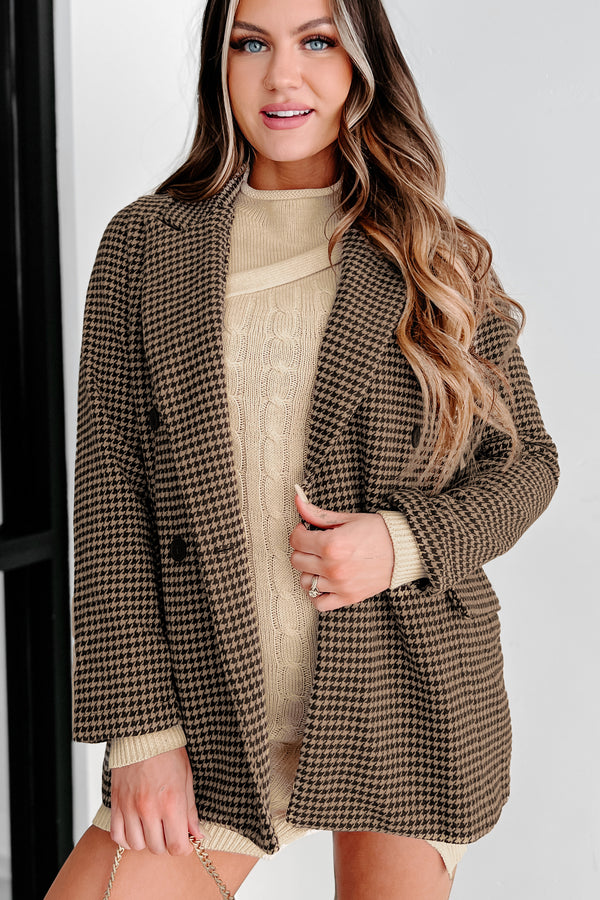 Pinky Promises Houndstooth Blazer (Brown) - NanaMacs