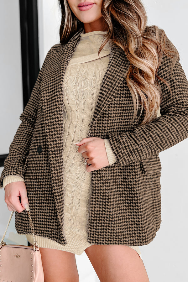 Pinky Promises Houndstooth Blazer (Brown) - NanaMacs