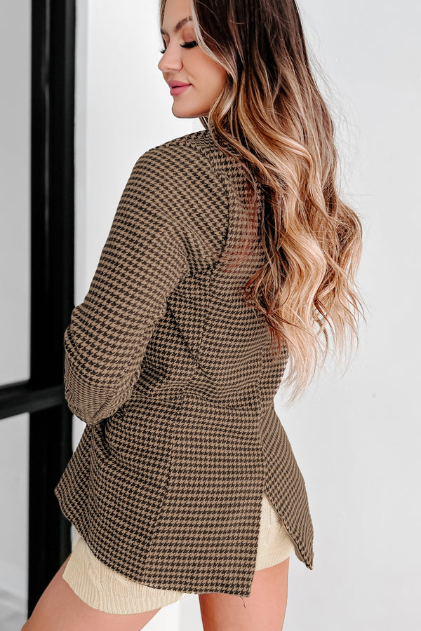 Pinky Promises Houndstooth Blazer (Brown) - NanaMacs