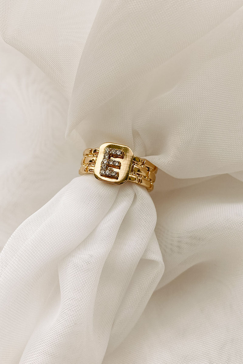 Sign Of Power Letter Statement Ring (Gold) - NanaMacs