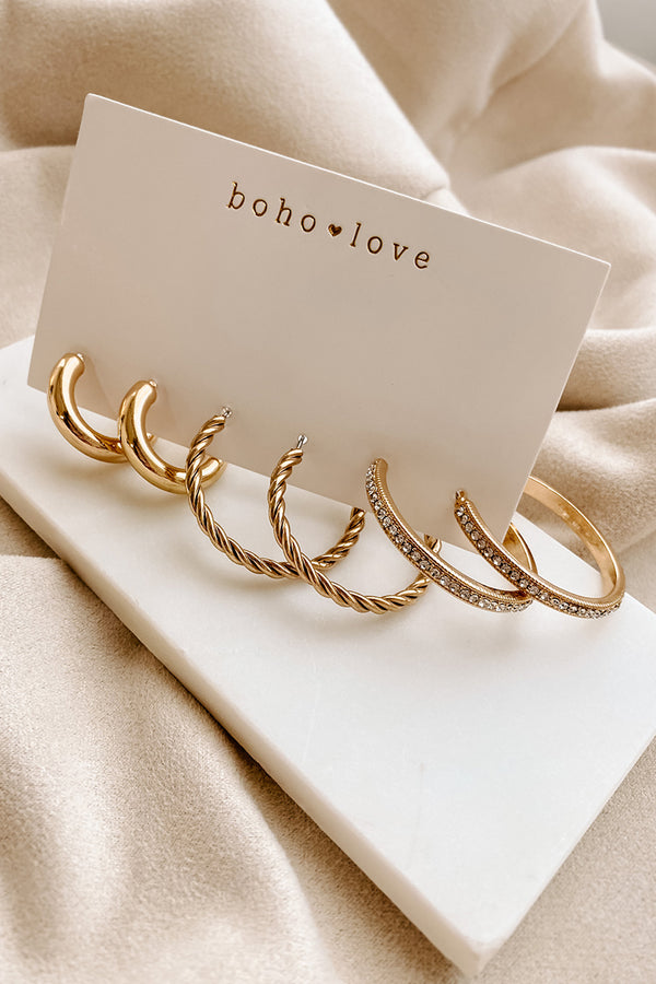 Stopping To Stare Hoop Earring Pack (Gold) - NanaMacs