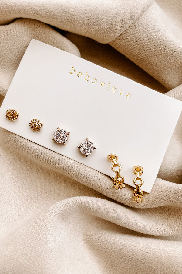 Known & Loved 3-Pair Earring Pack (Gold) - NanaMacs