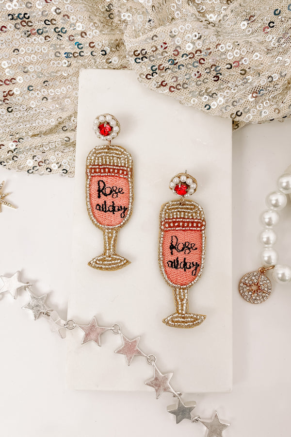 I'll Drink To That Beaded Earrings (Pink/Clear) - NanaMacs