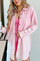 Feeling Light Hearted Bleach Dye Shacket Dress (Pink) - NanaMacs