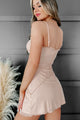 Asymmetrical Beauty Mesh Asymmetrical Seam Mini Dress (Apricot) - NanaMacs