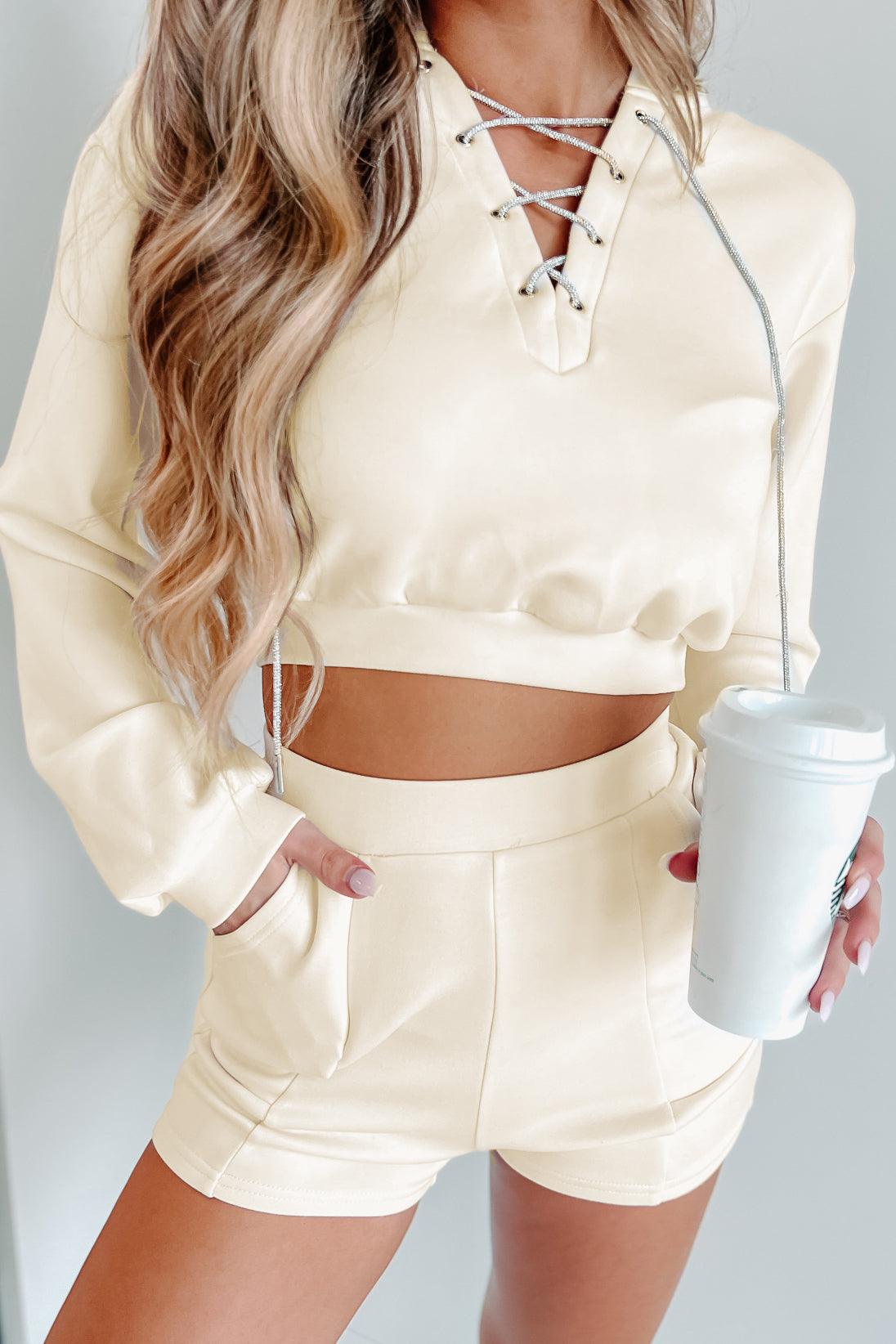 Bling And Chill Two Piece Set (Cream) - NanaMacs