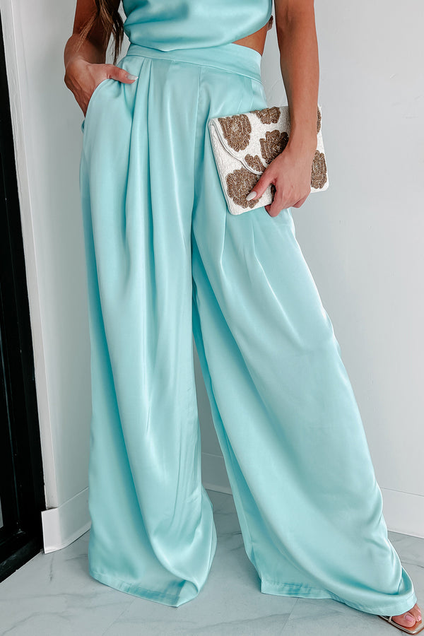 Memorable Meeting Satin Two-Piece Set (Mint Blue) - NanaMacs