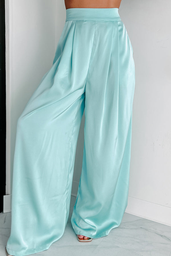 Memorable Meeting Satin Two-Piece Set (Mint Blue) - NanaMacs