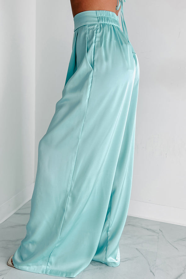 Memorable Meeting Satin Two-Piece Set (Mint Blue) - NanaMacs