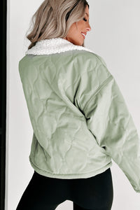 Doorbuster- Imagine This Sherpa Detailed Jacket (Olive) - NanaMacs