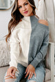 Clear To See Two Tone Cold Shoulder Sweater (Heather Grey) - NanaMacs