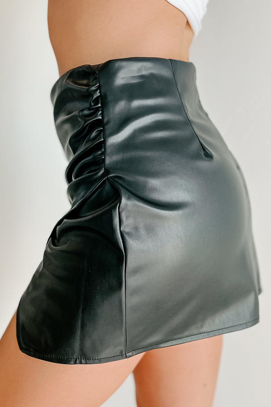 Power To Change Faux Leather Mini Skirt (Black) - NanaMacs