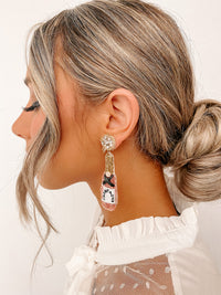 Bring On The Bubbles Beaded Earrings (Pink/Gold/Black) - NanaMacs