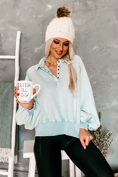 Arthur Half Snap Collared Sweatshirt (Slate Blue) - NanaMacs