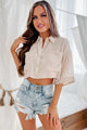 Unconventional Ideas Oversized Cropped Button-Down (Light Taupe) - NanaMacs