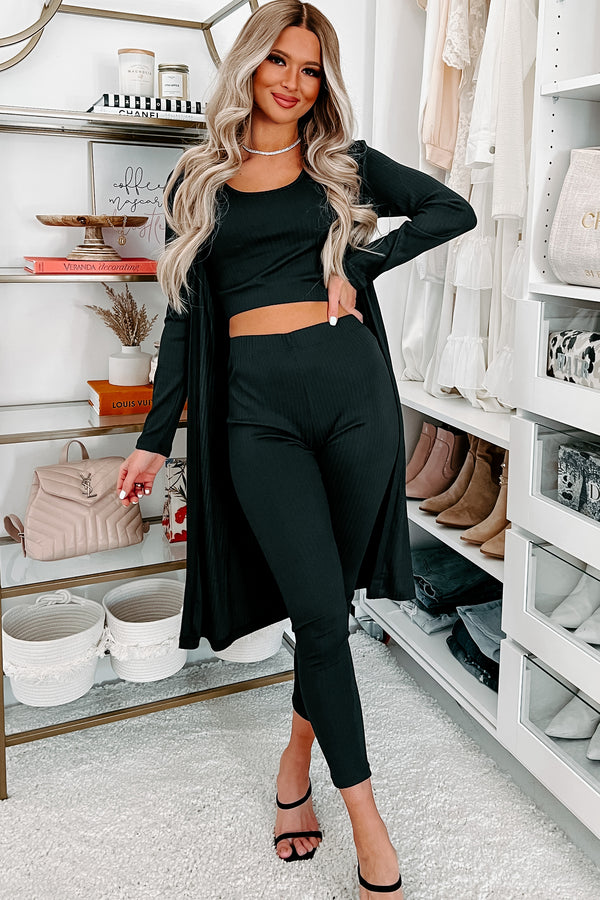 Everything And More Ribbed 3-Piece Set (Charcoal) - NanaMacs