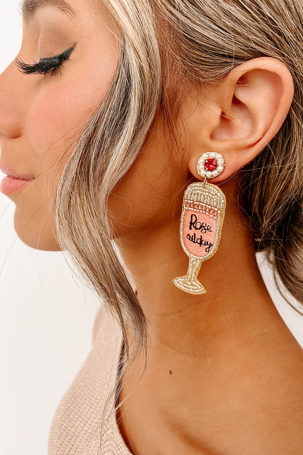 I'll Drink To That Beaded Earrings (Pink/Clear) - NanaMacs