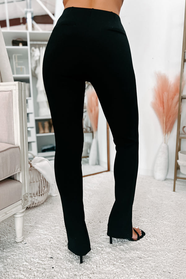 Forever Your Friend High Waisted Split Hem Leggings (Black) - NanaMacs