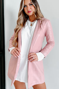 Stunning Creations Faux Leather Blazer (Rose) - NanaMacs