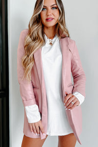 Stunning Creations Faux Leather Blazer (Rose) - NanaMacs