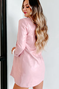 Stunning Creations Faux Leather Blazer (Rose) - NanaMacs