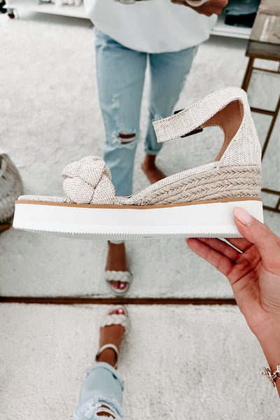 Every Little Step Braided Wedge Sandal (Natural/Silver) - NanaMacs