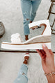 Every Little Step Braided Wedge Sandal (White) - NanaMacs