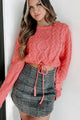 Cider Sips Cropped Cable Knit Sweater (Tea Rose) - NanaMacs