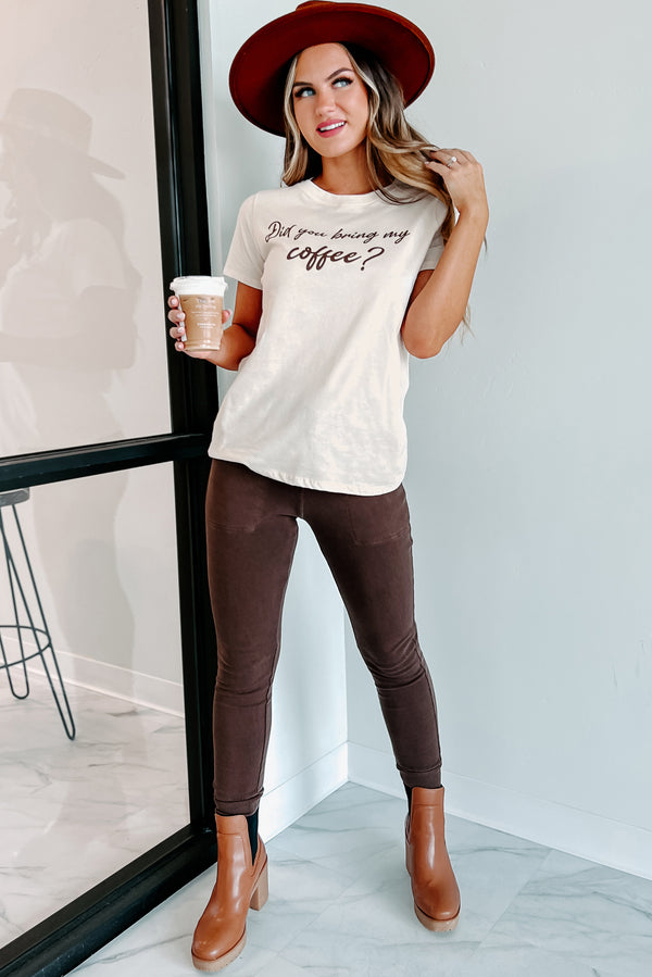 "Did You Bring My Coffee" Graphic Top (Natural) - NanaMacs