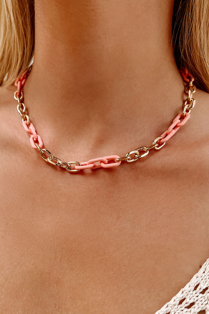 "Yanking My Chain" Choker Necklace (Pink) - NanaMacs