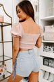 Romantically Yours Hook Front Puff Sleeve Crop Top (Blush) - NanaMacs
