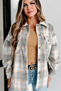 Remembered Pasts Plaid Shacket (Heather Grey) - NanaMacs