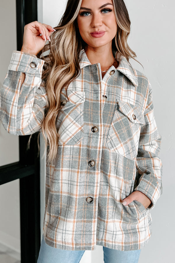 Remembered Pasts Plaid Shacket (Heather Grey) - NanaMacs