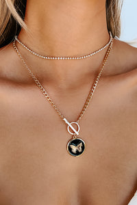 Sparks Will Fly Layered Butterfly Necklace Set (Gold) - NanaMacs