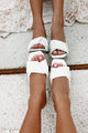 Walk The Talk Pleated Strap Heeled Sandal (White) - NanaMacs