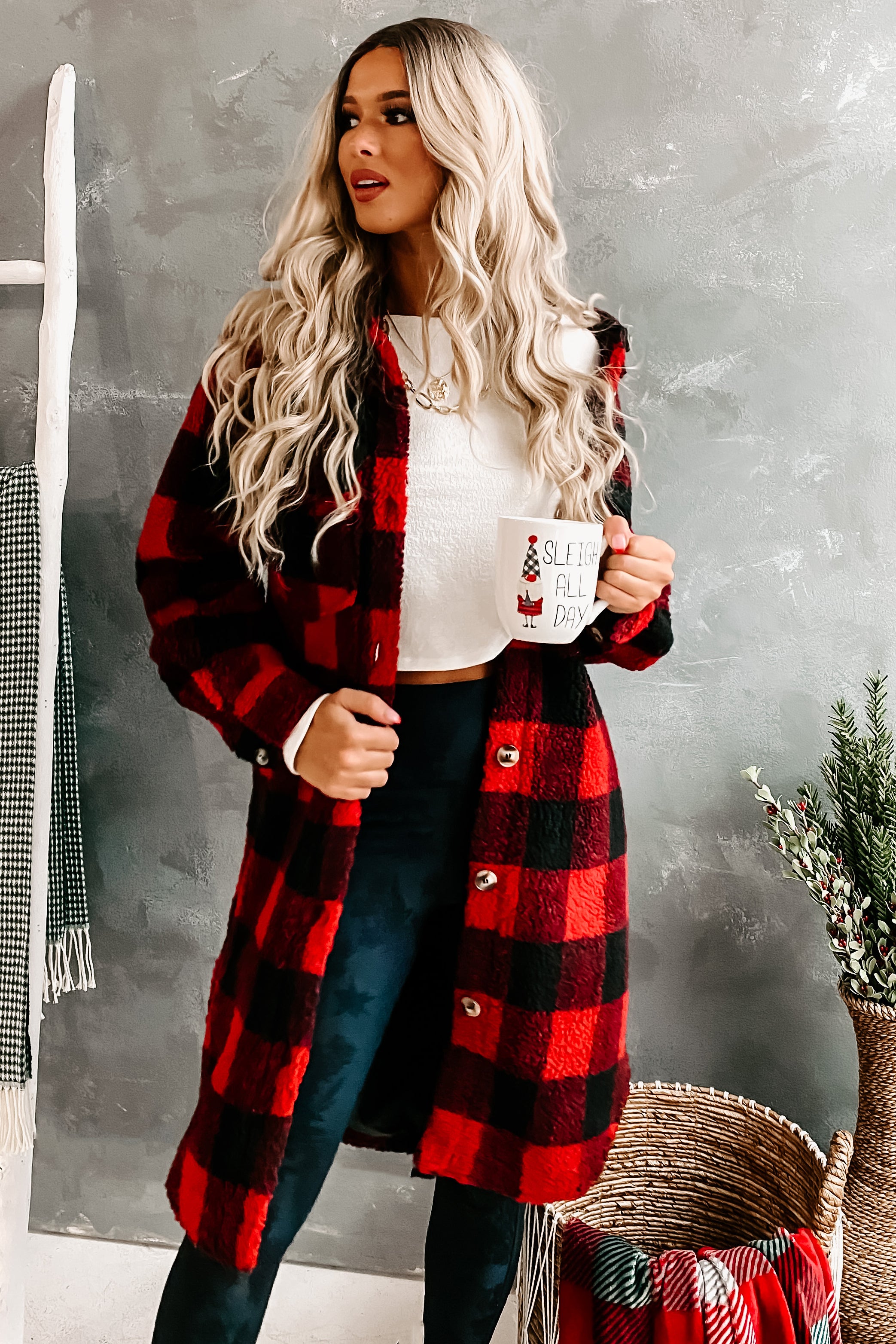 Make Plaid Happen Buffalo Plaid Coat (Red/Black) - NanaMacs