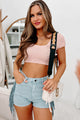 Sarita Lace-Up Knit Crop Top (Pink) - NanaMacs