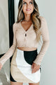 Changing Your Story Ribbed Button-Front Crop Top (Oatmeal) - NanaMacs