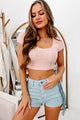 Sarita Lace-Up Knit Crop Top (Pink) - NanaMacs