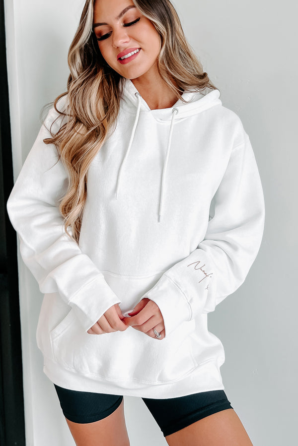 "NanaMacs XOXO" Graphic Hoodie (White/Taupe Text-Sleeve) - Print On Demand - NanaMacs