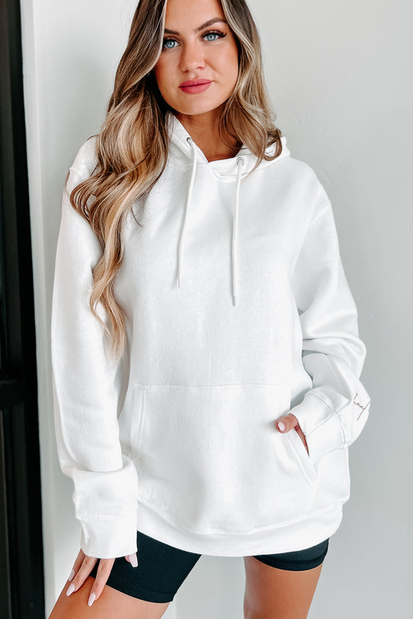 "NanaMacs XOXO" Graphic Hoodie (White/Taupe Text-Sleeve) - Print On Demand - NanaMacs