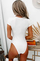 Anytime Short Sleeve V-Neck Bodysuit (Cream) - NanaMacs