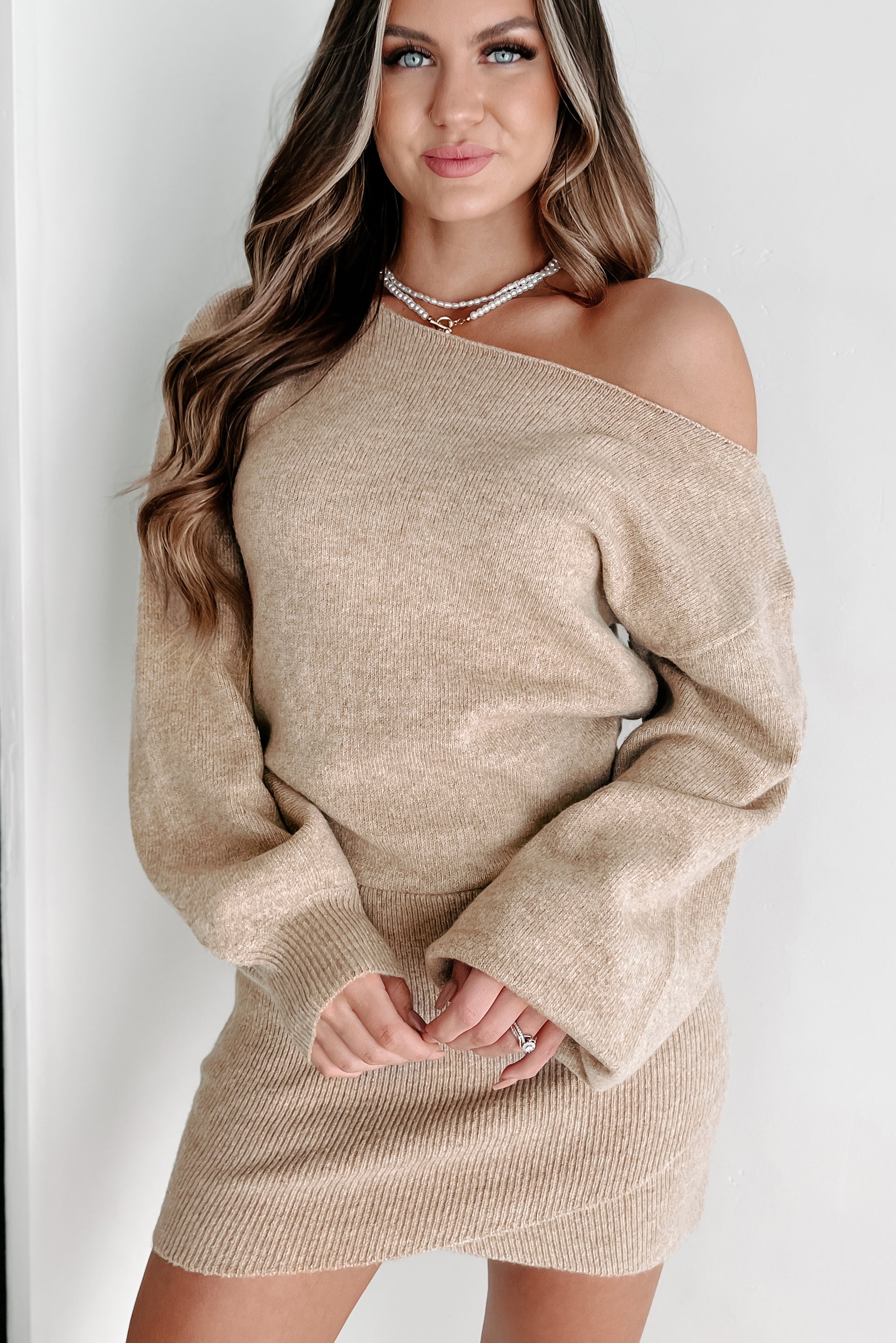 No Bad Angles Sweater Dress (Tan) - NanaMacs