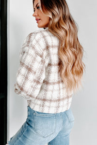 Dreams And Aspirations Plaid Shacket (Cream/Brown) - NanaMacs