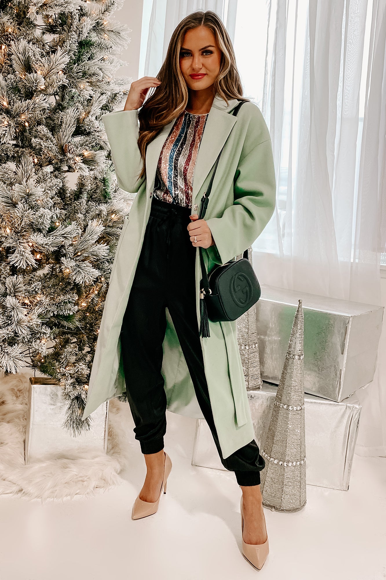 Braving The Cold Belted Trench Coat (Mint) - NanaMacs