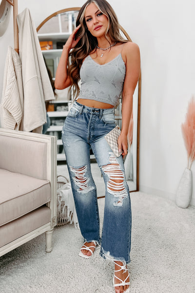 Fun & Done Floral Textured Brami (Slate Grey) - NanaMacs