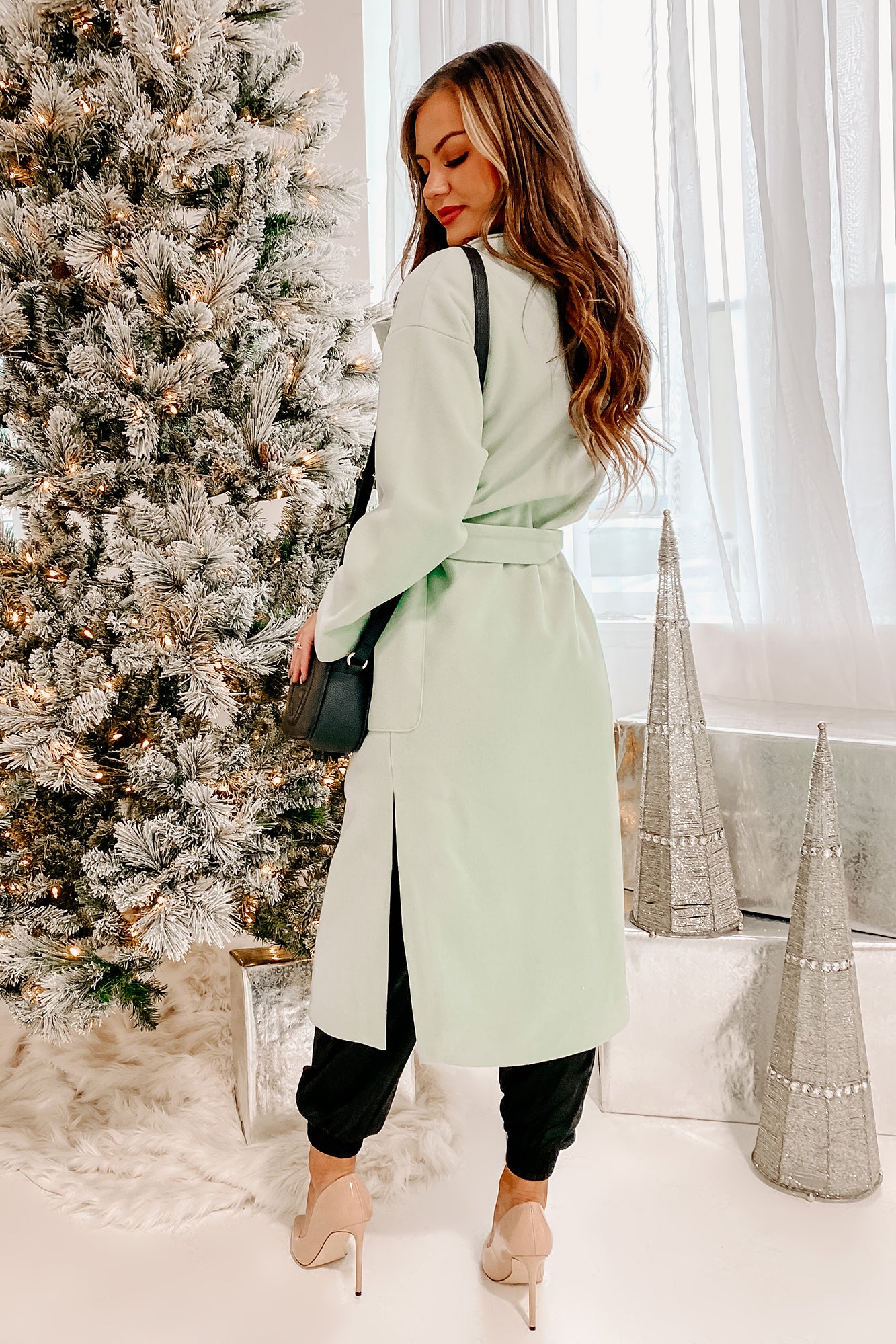 Braving The Cold Belted Trench Coat (Mint) - NanaMacs