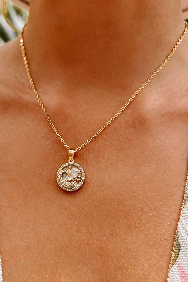 What’s Your Sign Zodiac Charm Necklace (Gold/Multi) - NanaMacs